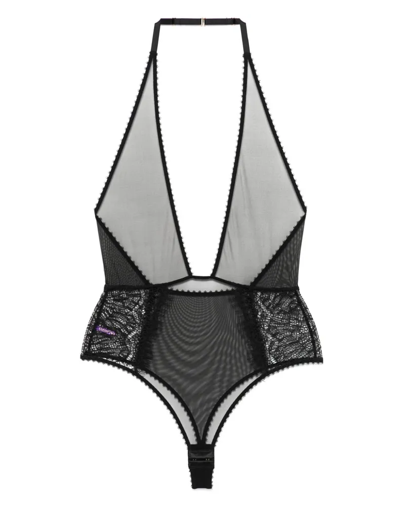 Maison Close Semi-transparenter Body - Schwarz Schwarz