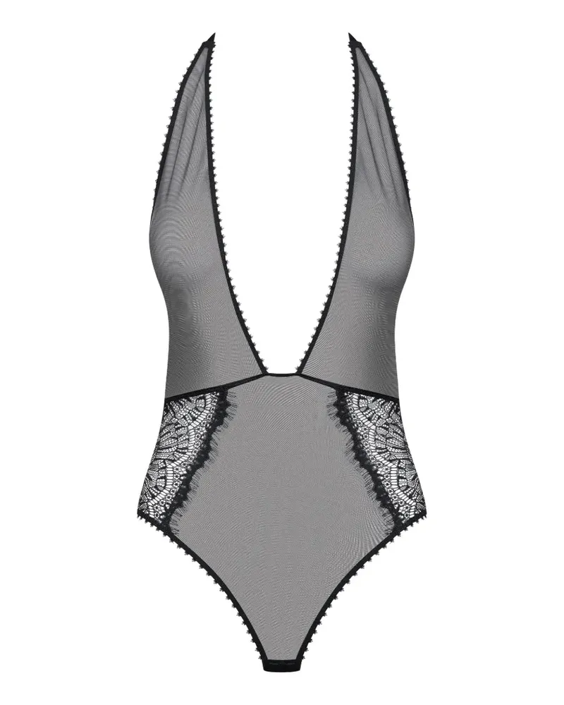 Maison Close Semi-transparenter Body - Schwarz Schwarz