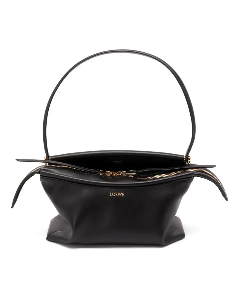 Loewe Kleine Whisker Schultertasche mit Logo - Schwarz Schwarz