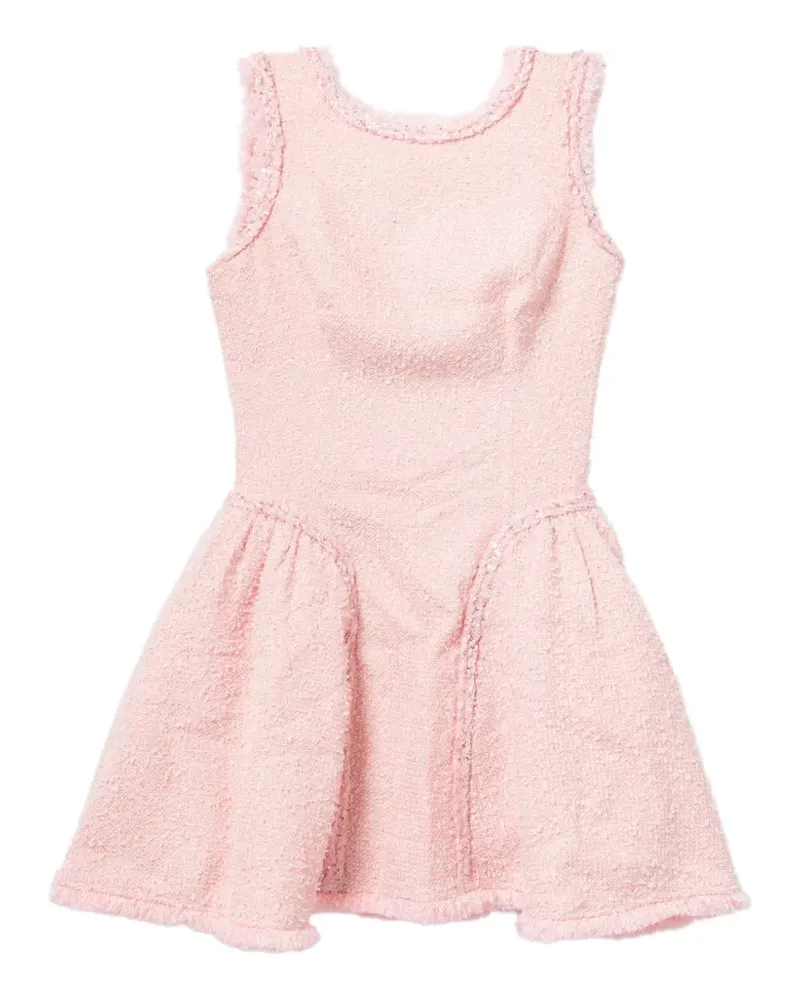 Self-Portrait bouclé-knit frayed mini dress - Rosa Rosa