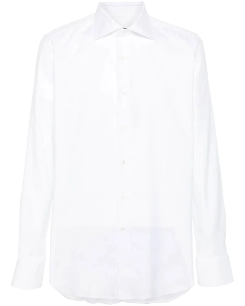 Canali Klassisches Twill-Hemd - Weiß Weiß