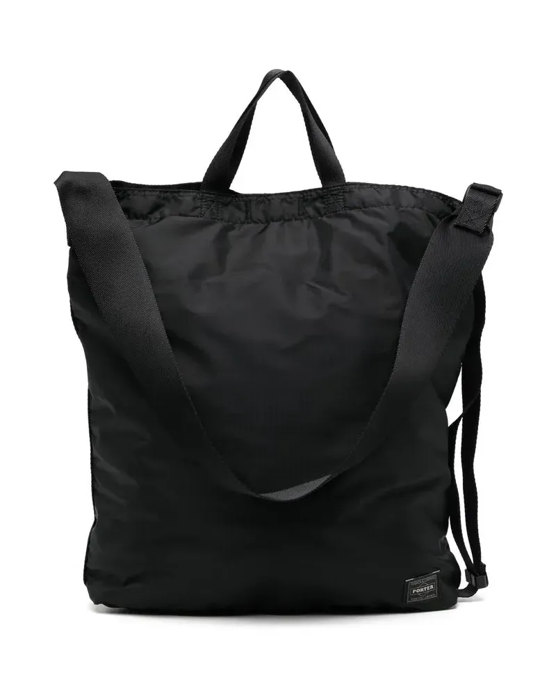 PORTER-YOSHIDA & CO Schultertasche mit Logo-Patch - Schwarz Schwarz