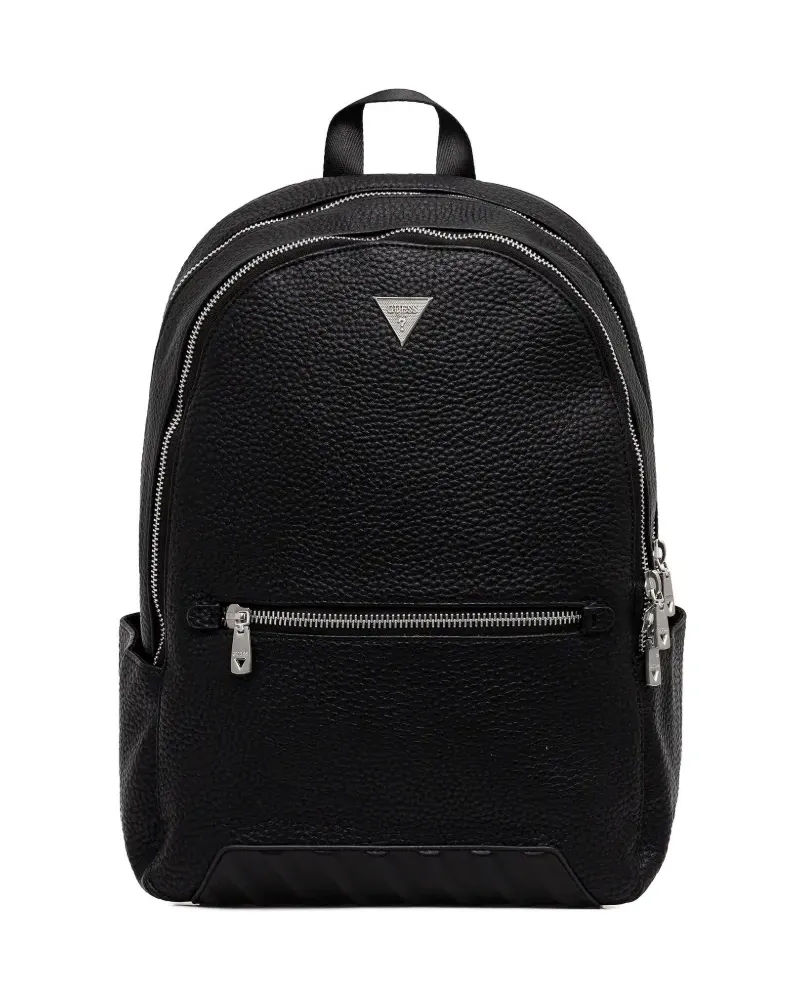 Guess logo-plaque zip backpack - Schwarz Schwarz