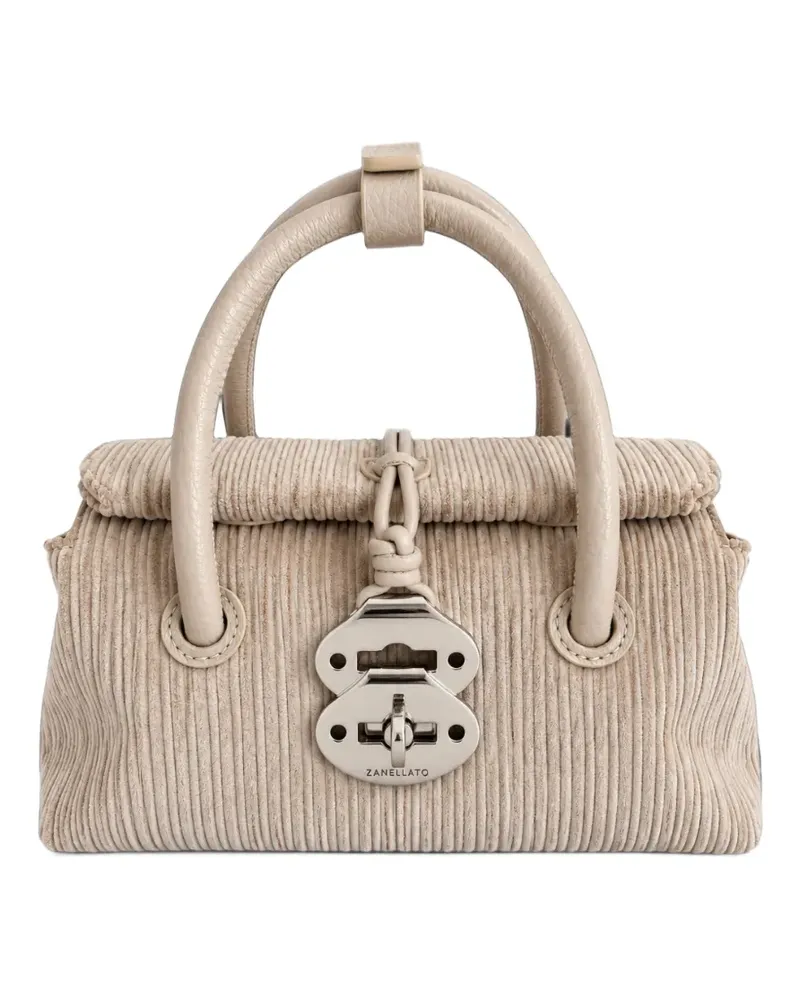 Zanellato Cora Schultertasche aus Cord - Nude Nude