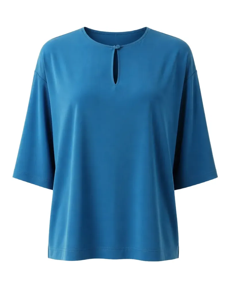 Max Mara keyhole-detail short-sleeve blouse - Blau Blau