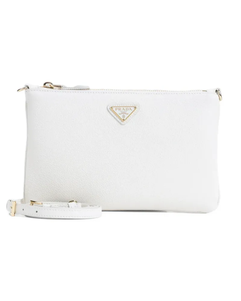 Prada triangle-logo clutch bag - Weiß Weiß