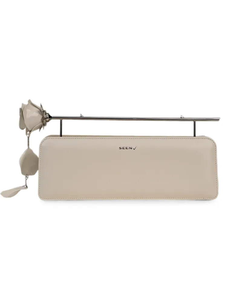 Seen Users Rose 11 floral-detail clutch bag - Nude Nude