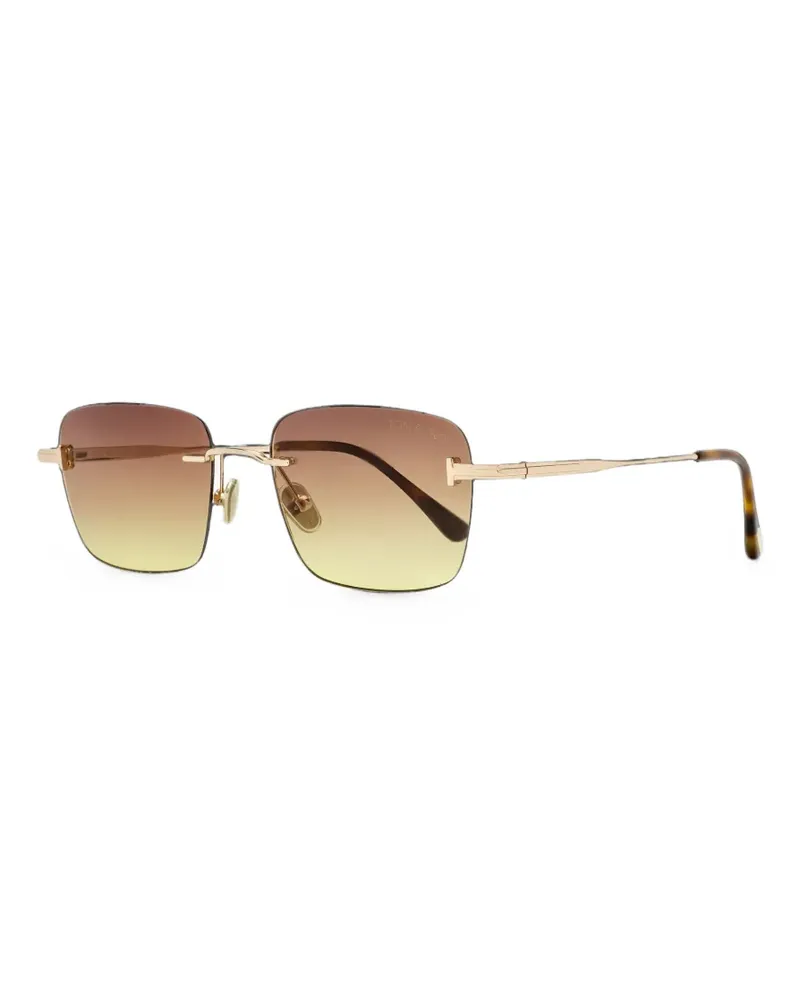Tom Ford Jake rimless rectangle-frame sunglasses - Gold Gold