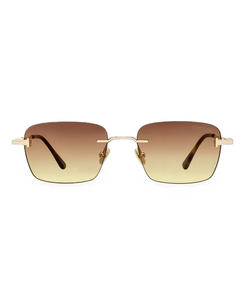 Tom Ford Rahmenlose Jake Sonnenbrille mit eckigen Gläsern - Gold Gold