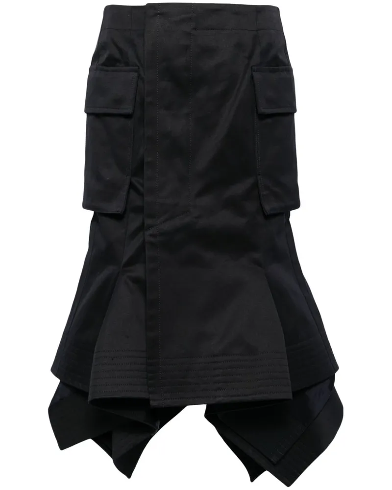 Sacai Asymmetrischer Rock - Schwarz Schwarz