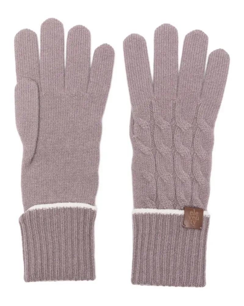 Eleventy Handschuhe aus Lammleder mit Zopfmuster - Violett Violett