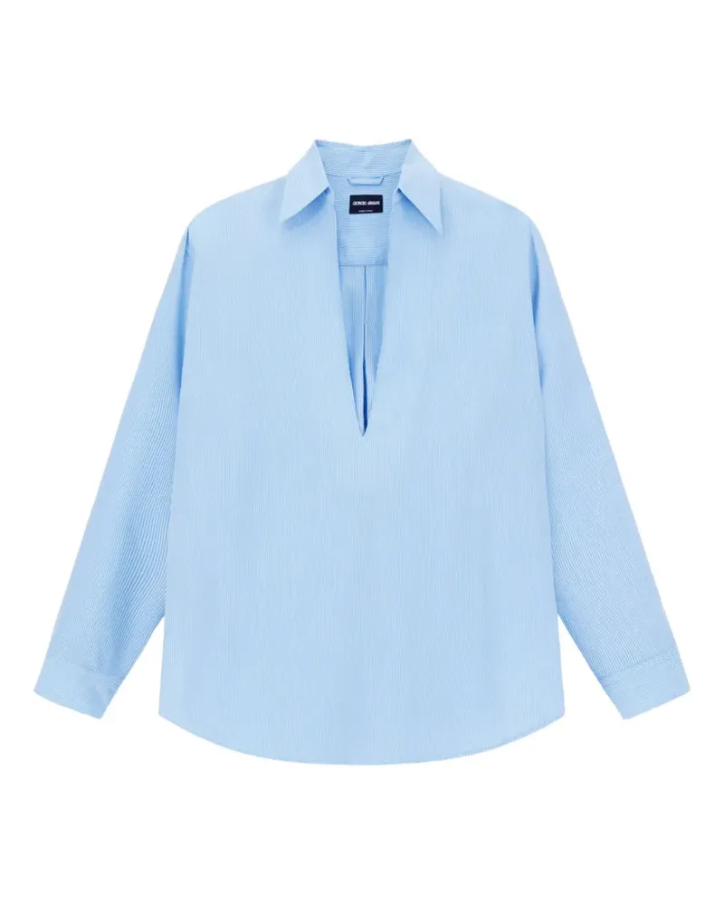 Giorgio Armani striped V-neck shirt - Blau Blau