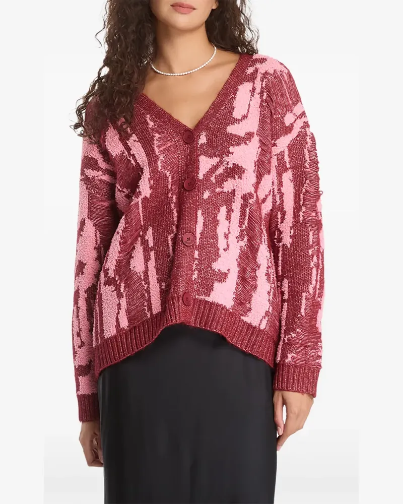 Desigual Cardigan im Distressed-Look - Rot Rot