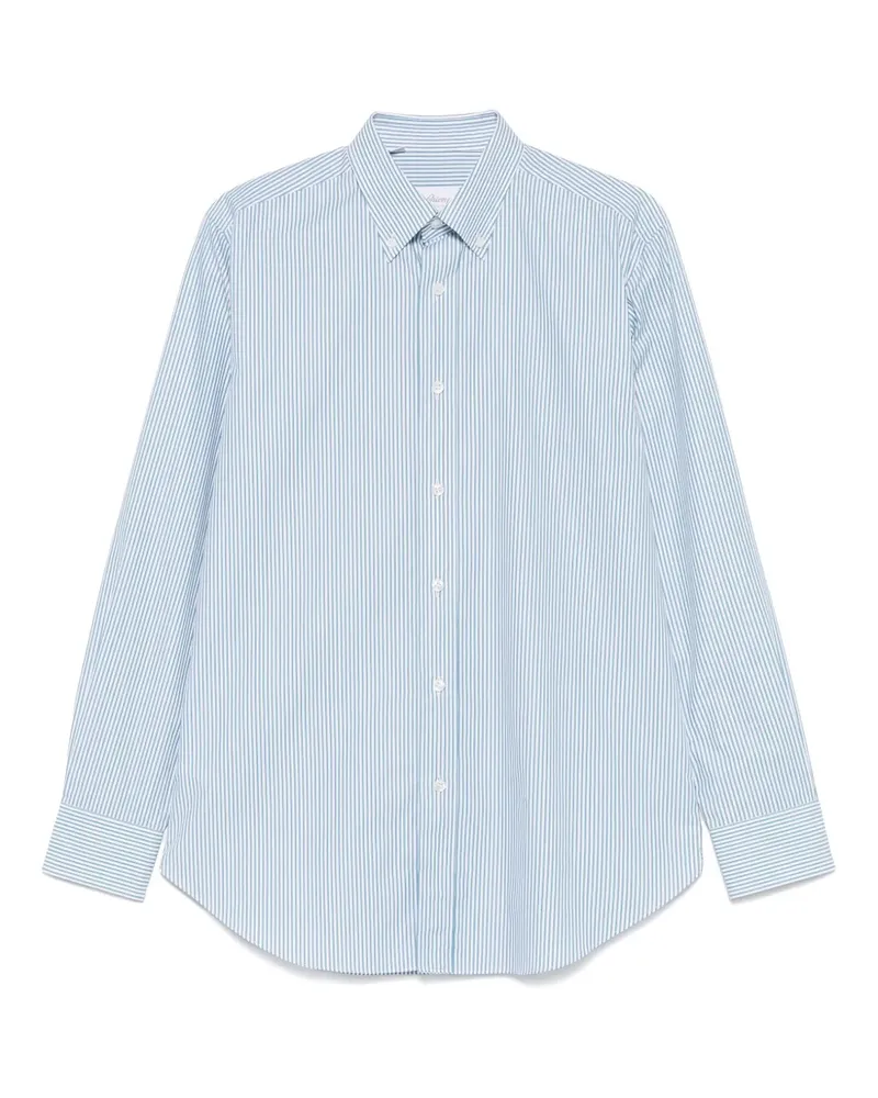 Brioni Gestreiftes Hemd - Weiß Weiß