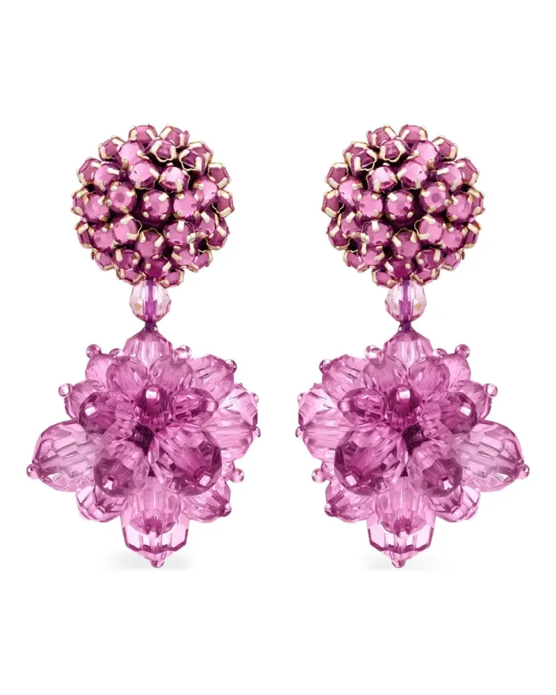 Oscar de la Renta Flower Ohrringe mit Perlen - Rosa Rosa