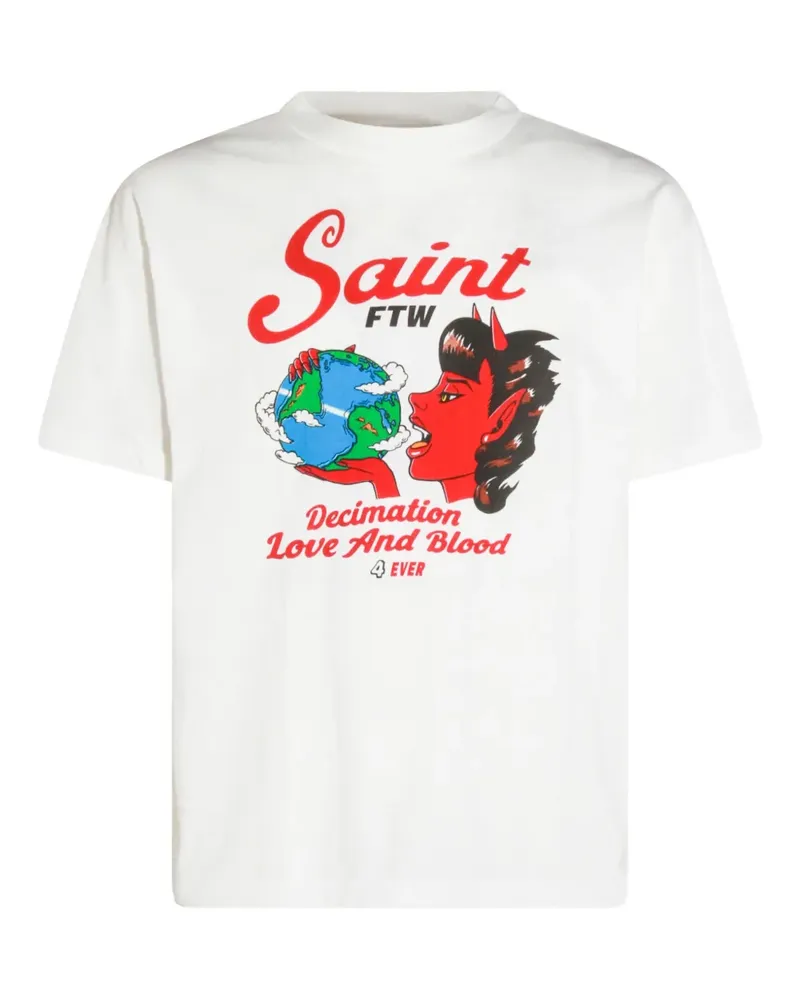 SAINT MXXXXXX Poloshirt mit grafischem Print - WHITE White