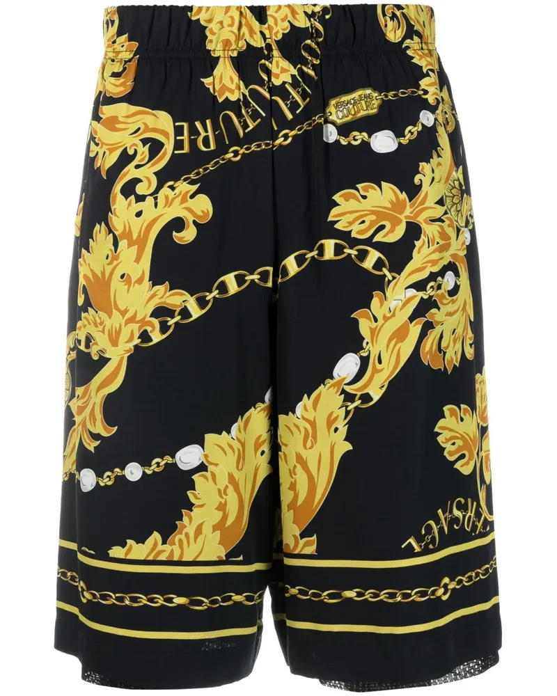 Versace Jeans Joggingshorts mit Barocco-Print Schwarz