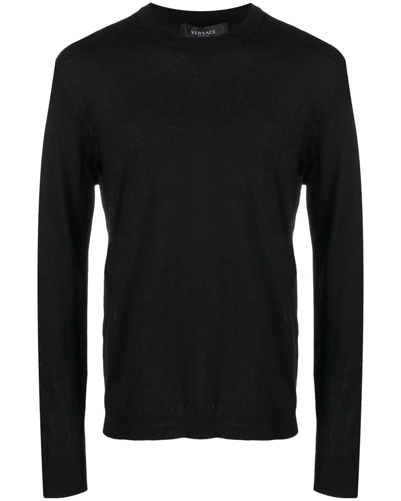 Versace Pullover mit La Greca-Muster - Schwarz Schwarz