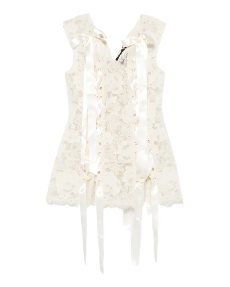 Simone Rocha Heavy lace-overlay lace-up top - Nude Nude