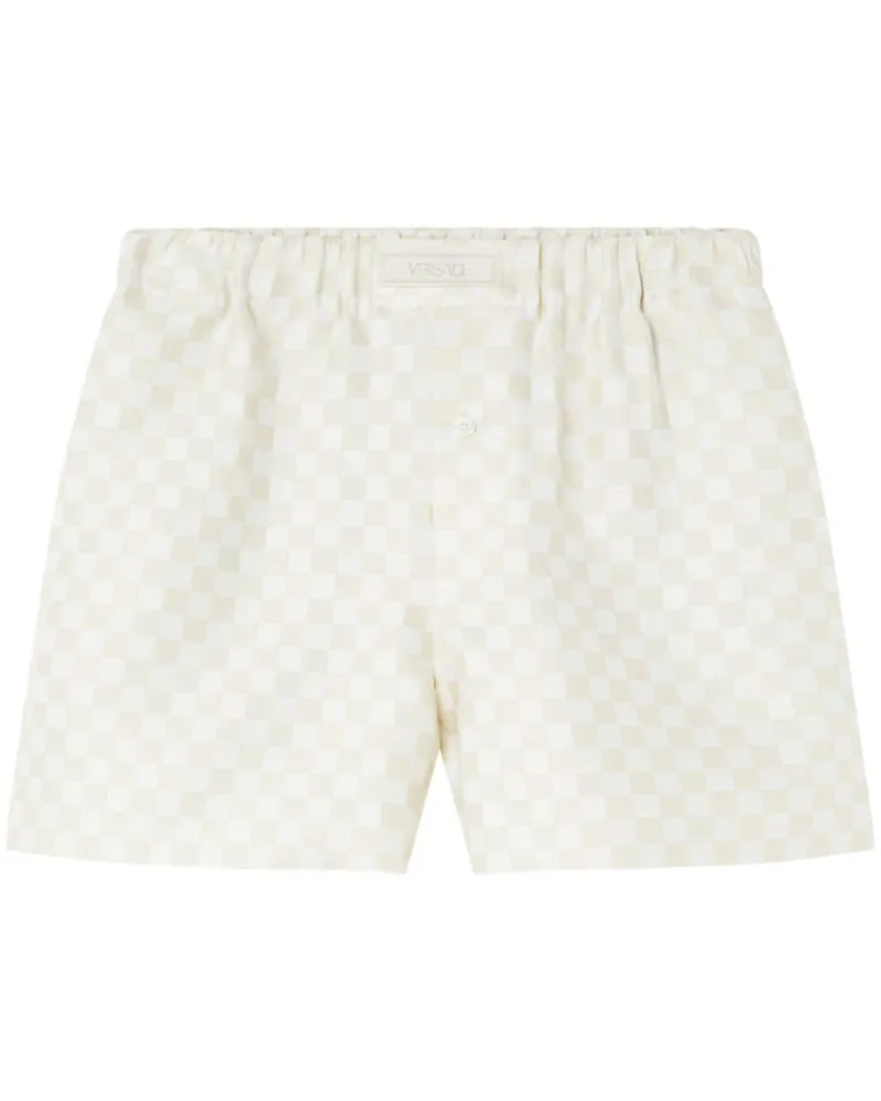 Versace Karierte Shorts mit Logo-Applikation - Nude Nude