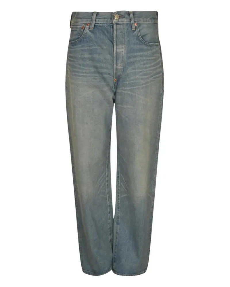 Junya Watanabe Ausgeblichene Jeans mit Logo-Patch - Blau Blau