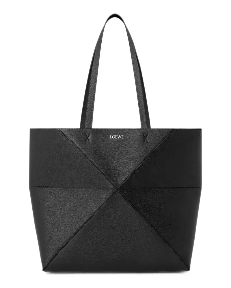 Loewe Puzzle Fold Horizontal M Tote Bag - Schwarz Schwarz