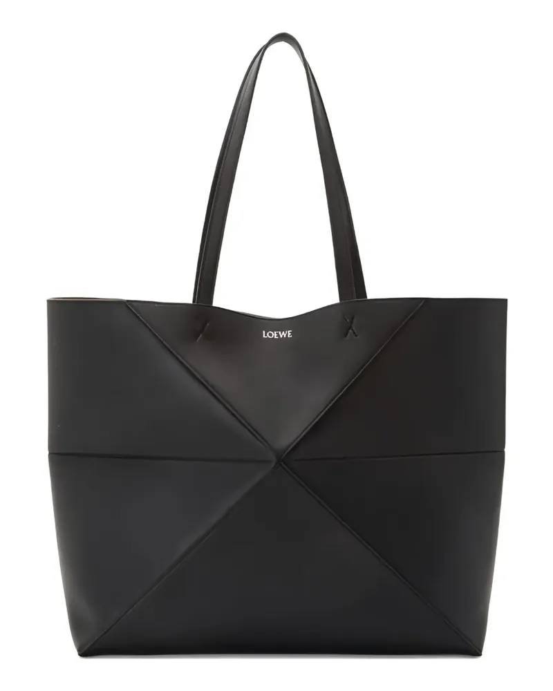 Loewe Puzzle Fold Horizontal M Tote Bag - Schwarz Schwarz