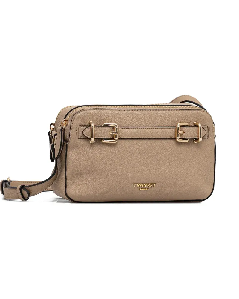 Twin-Set buckle satchel cross body bag - Nude Nude