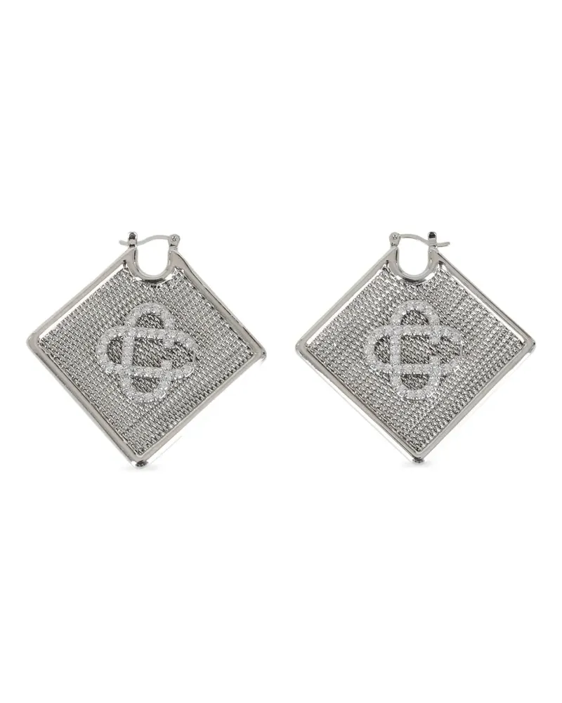 Casablanca Paris mesh-texture crystal-logo earrings - Silber Silber