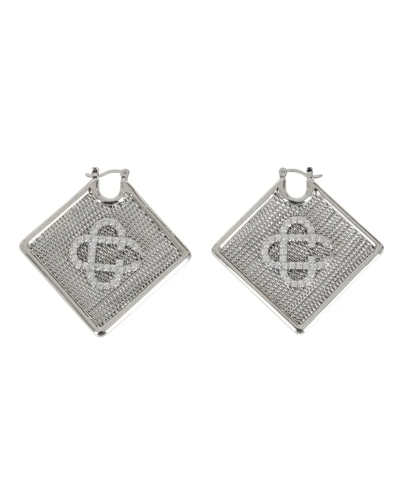 Casablanca Paris mesh-texture crystal-logo earrings - Silber Silber