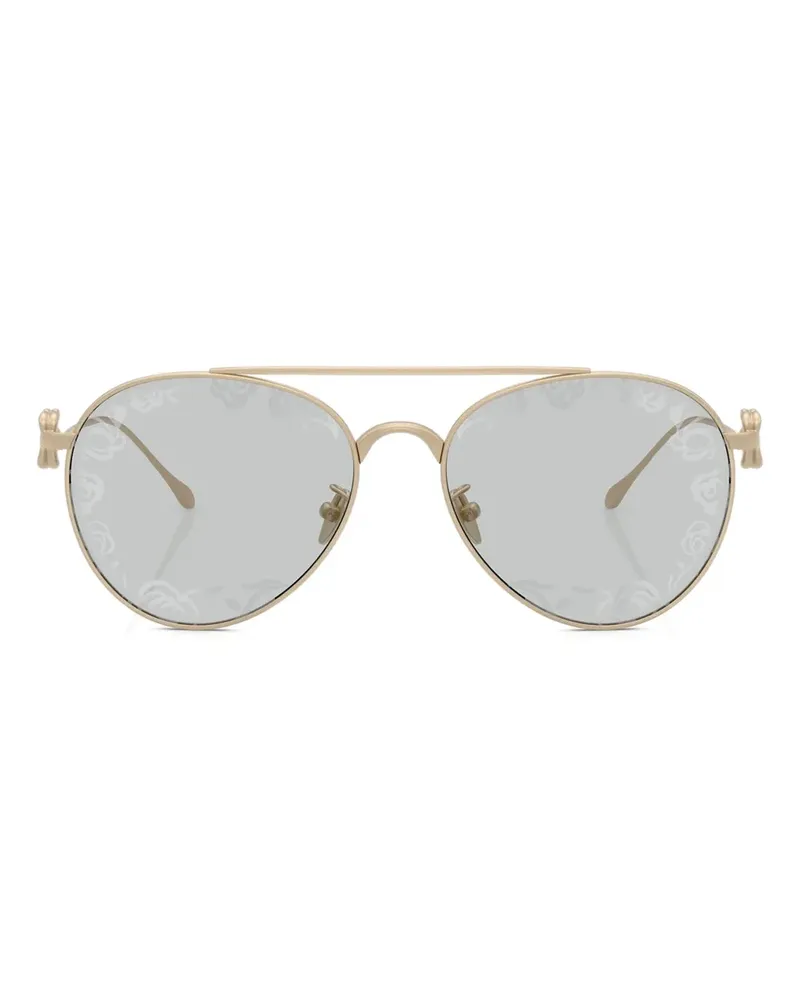 Giorgio Armani Runde Sonnenbrille mit Rosendetail - Gold Gold
