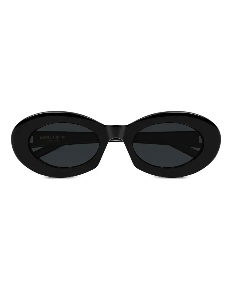 Saint Laurent Sonnenbrille mit ovalem Gestell - Schwarz Schwarz