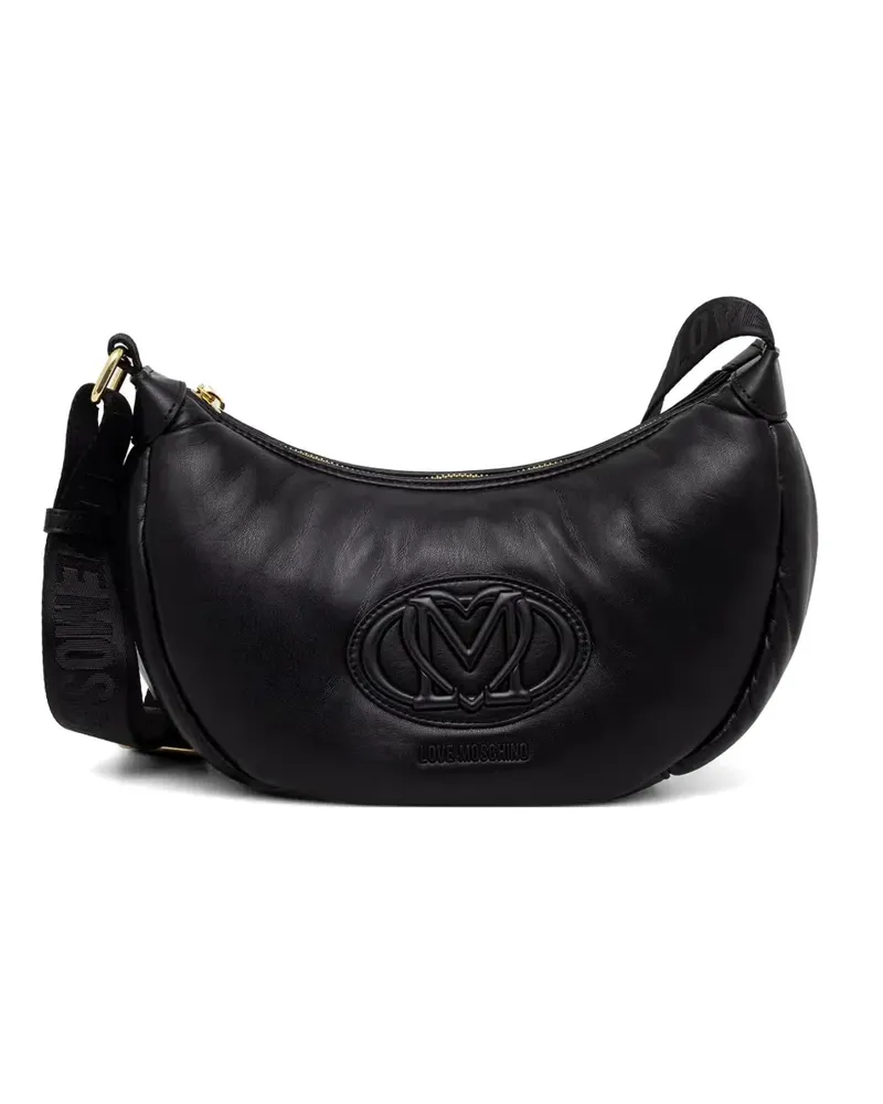 Moschino logo-plaque crescent-shape shoulder bag - Schwarz Schwarz