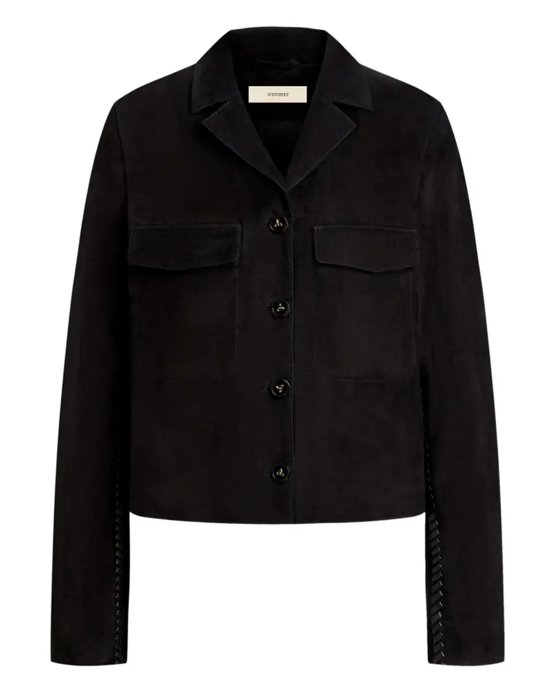 12 STOREEZ Jacke aus Wildleder - Schwarz Schwarz