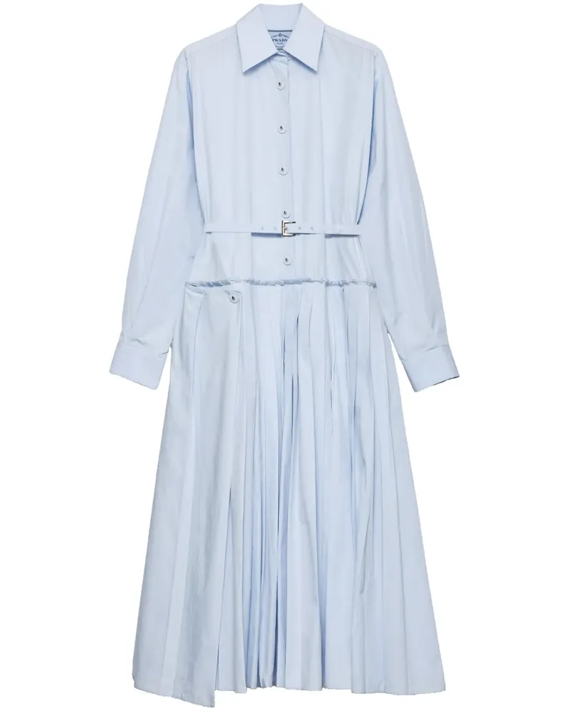 Prada Midikleid mit Falten - Blau Blau