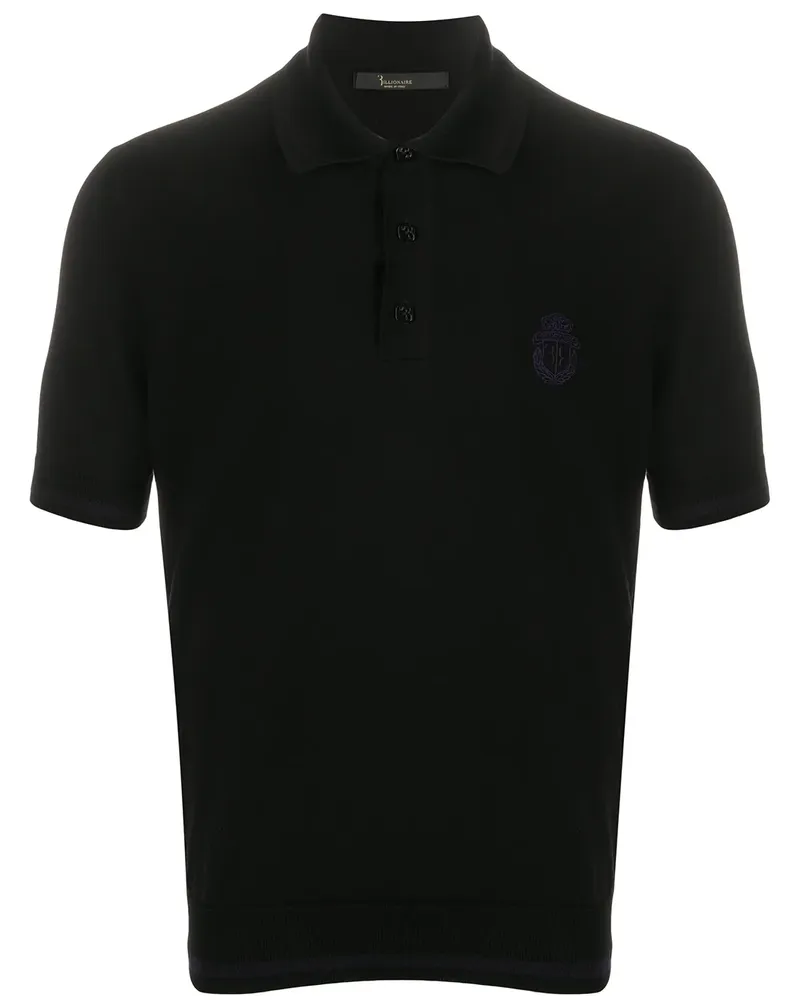 Billionaire Poloshirt mit Wappenstickerei - Schwarz Schwarz