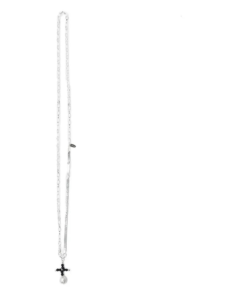 Santangelo beaded cross pendant necklace - Silber Silber