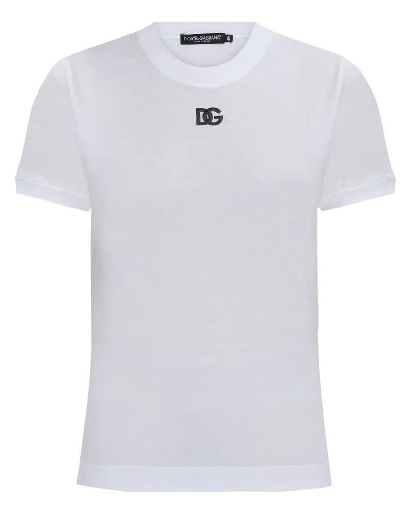 Dolce & Gabbana T-Shirt mit Logo-Stickerei - Weiß Weiß
