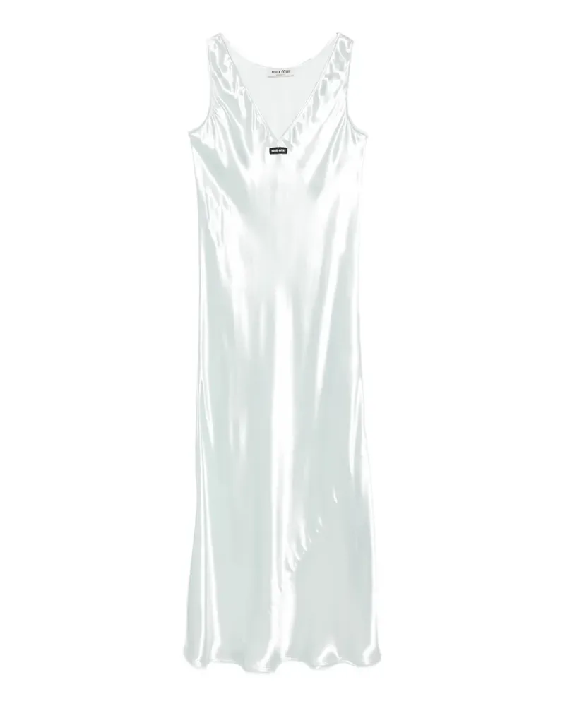 Miu Miu logo-patch satin maxi dress - Blau Blau