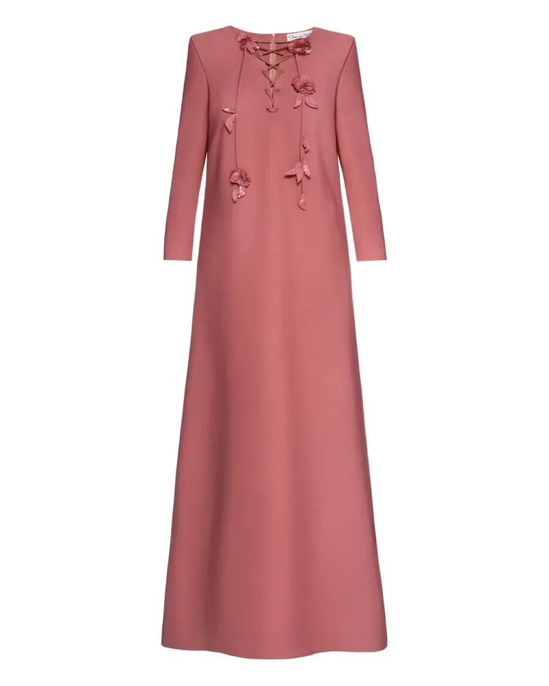 Oscar de la Renta Geblümtes Maxikleid mit Schnürung - Rosa Rosa