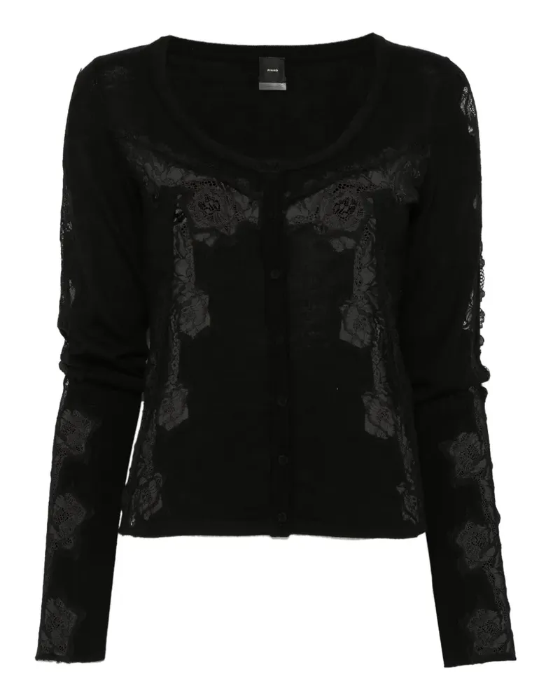 Pinko Geknöpfter Pullover mit Spitzeneinsätzen - Schwarz Schwarz
