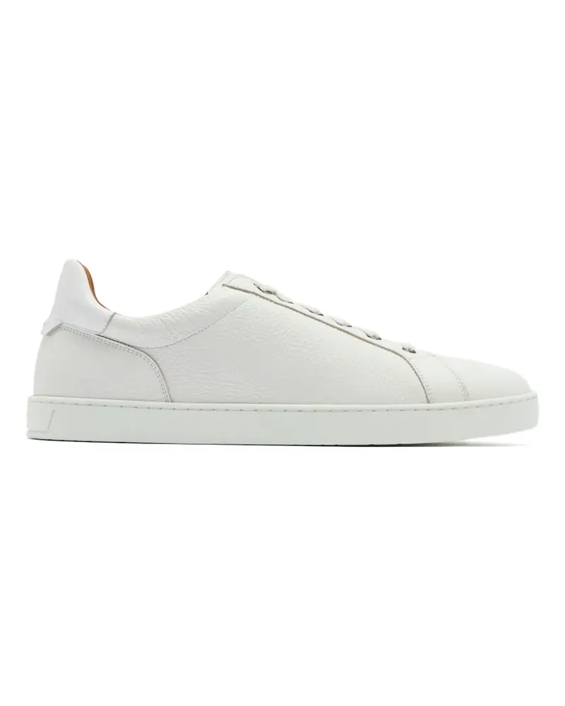 Magnanni pebbled-leather elastic-lace sneakers - Weiß Weiß