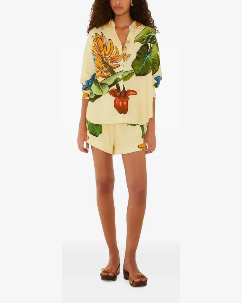 FARM Rio Banana Grapes tropical-print drawstring shorts - Gelb Gelb