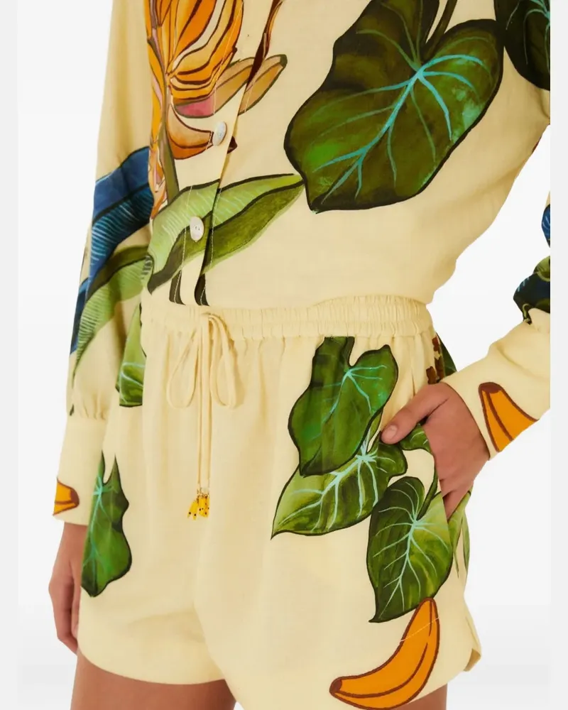 FARM Rio Banana Grapes tropical-print drawstring shorts - Gelb Gelb