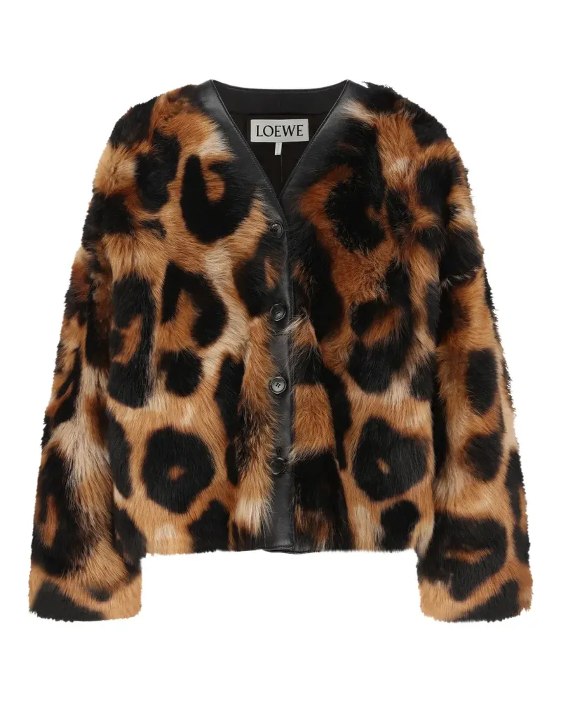 Loewe Shearling-Jacke mit Leoparden-Print - Braun Braun
