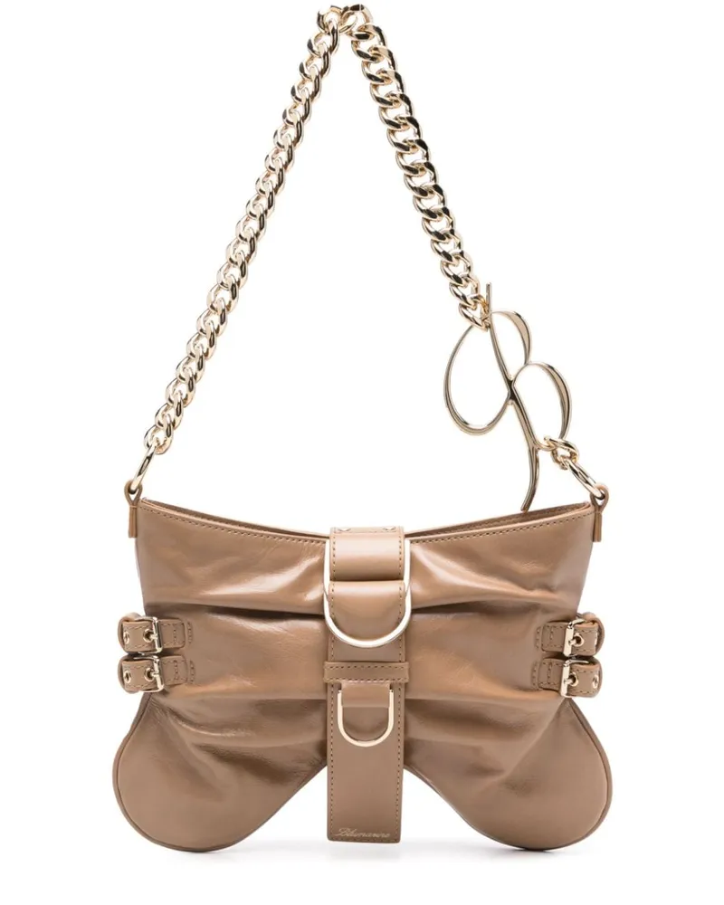 Blumarine Mittelgroße Butterfly Schultertasche - Nude Nude