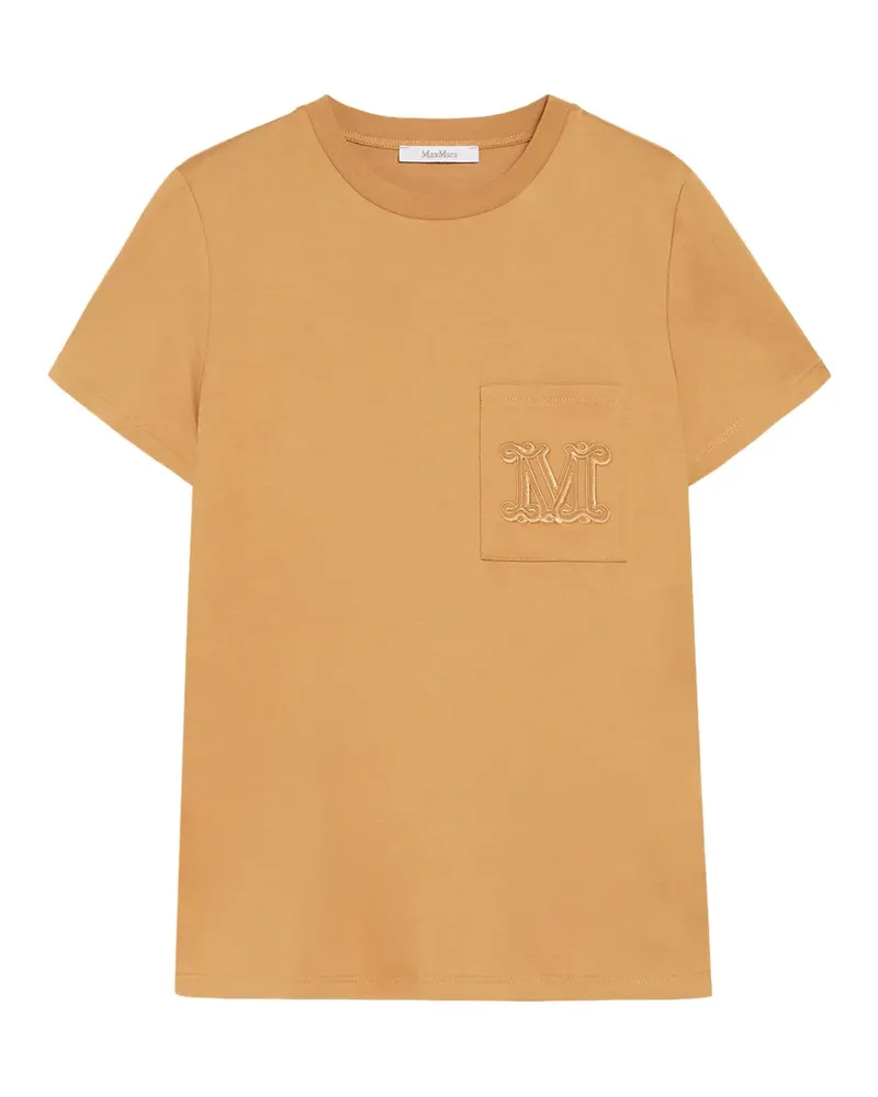 Max Mara Besticktes T-Shirt mit Brusttasche - Orange Orange