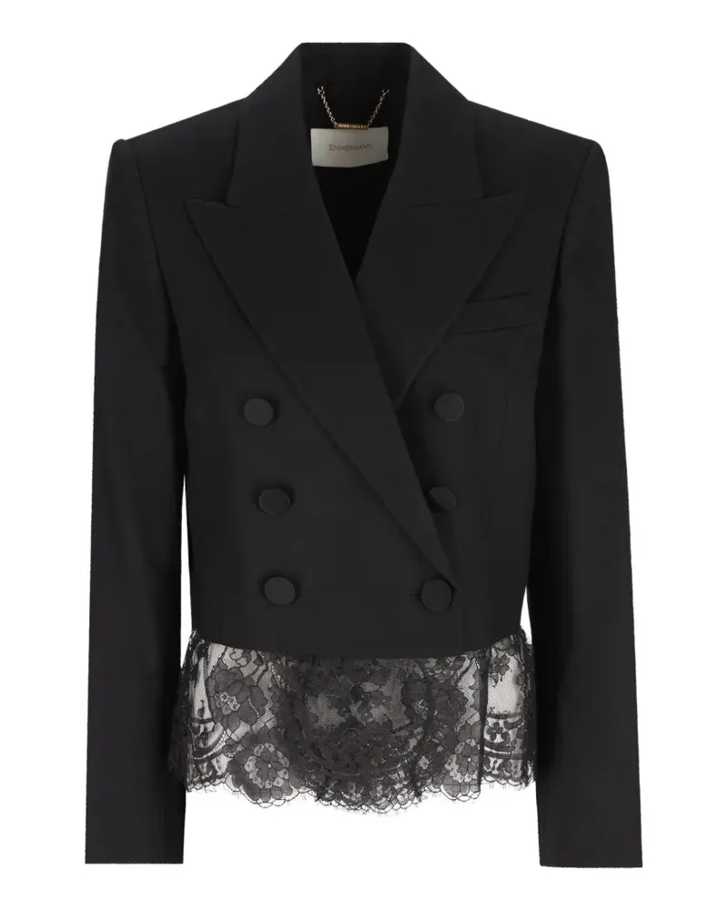Zimmermann lace-trim double-breasted blazer - Schwarz Schwarz