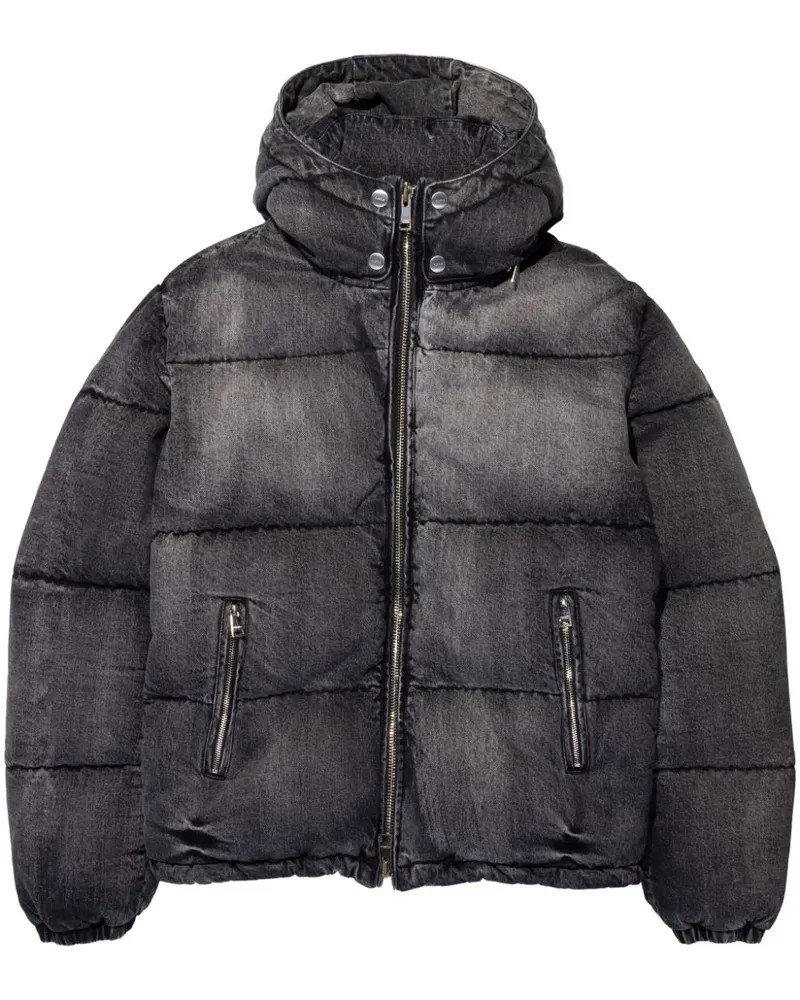 PURPLE BRAND Gefütterte Jeans-Kapuzenjacke - Schwarz Schwarz