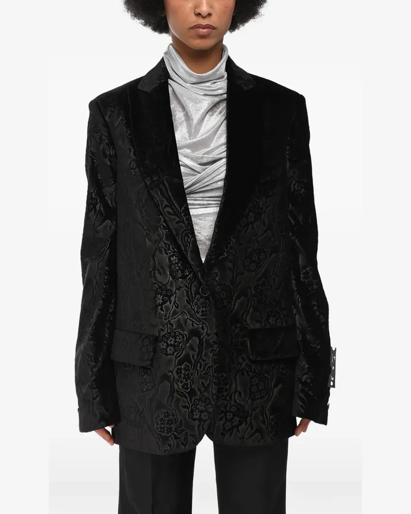 OFF-WHITE damask-velour Tomboy blazer - Schwarz Schwarz